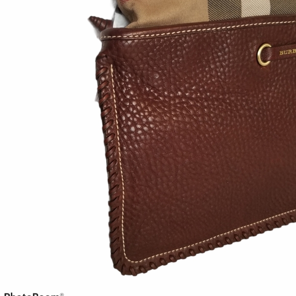 Burberry Checker And Brown Leather Clutch! - Picture 3 of 16